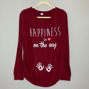 Cloudless Long Sleeve Size Med Soft Maternity Shirt " Happiness is on the Way "